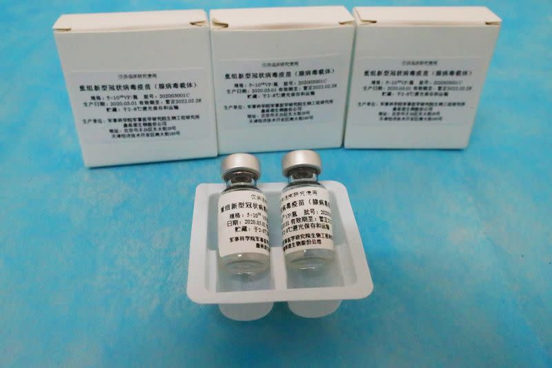 FILE PHOTO: Vials of a COVID-19 vaccine candidate pictured in Wuhan