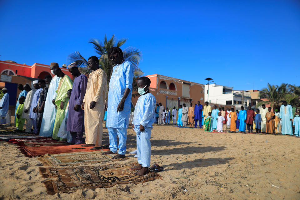 Senegalese Muslims offer Eid al-Adha prayers, during the outbreak of the coronavirus disease (COVID-19) in Dakar, Senegal July 31, 2020. REUTERS/Zohra Bensemra