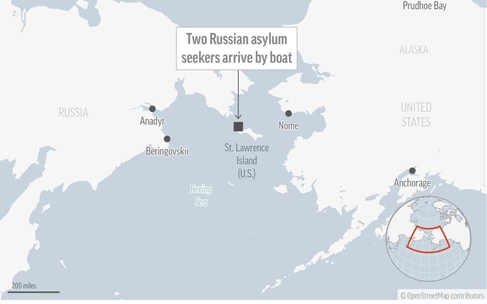 The two Russians turned up on a remote island in Alaska - AP