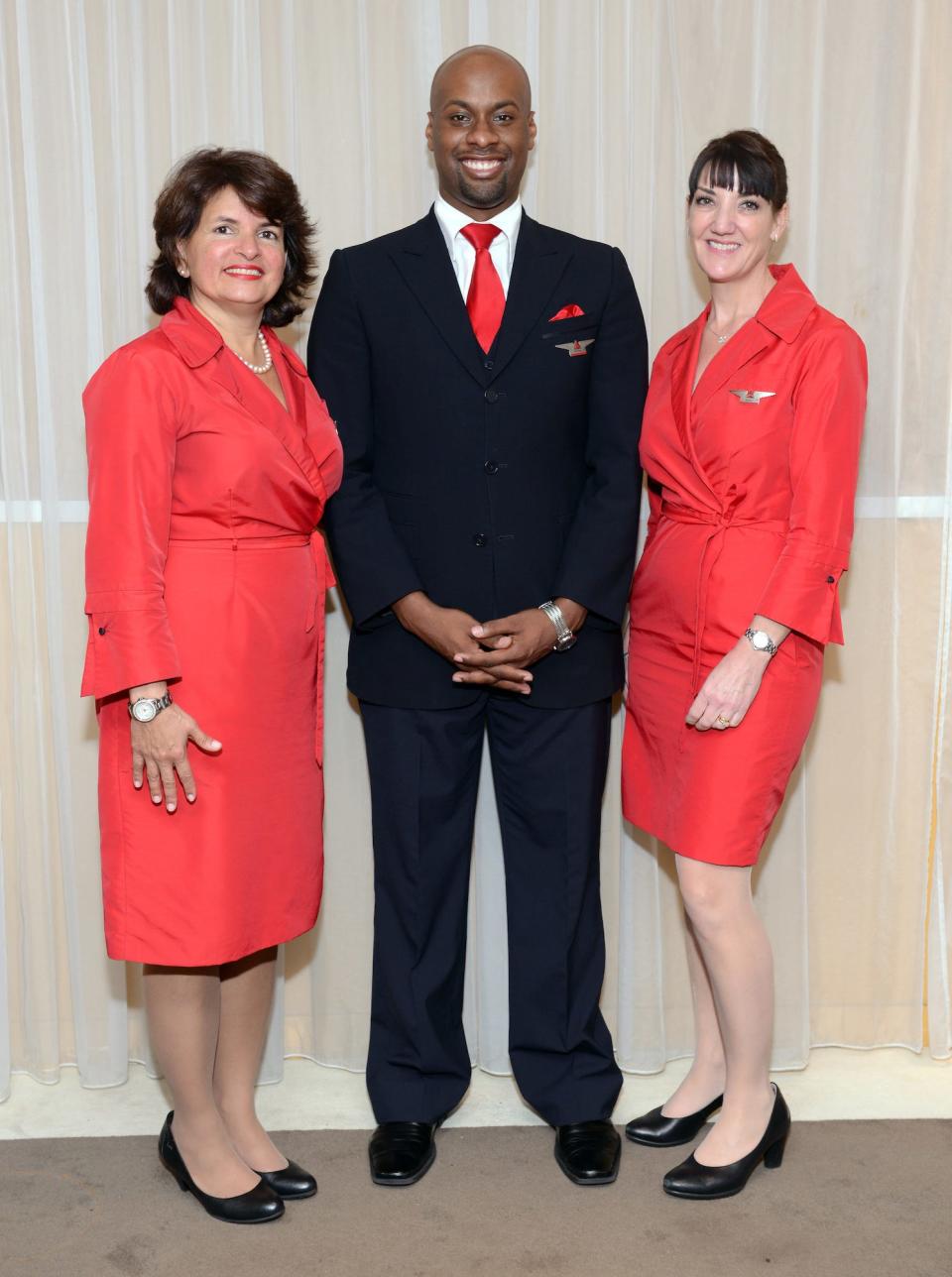 delta flight attendants uniform red