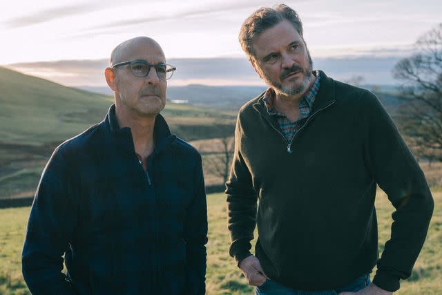 <p>Bleeker Street Media/Moviestore/Shutterstock </p> Stanley Tucci and Colin Firth in 2020 drama Supernova, in which the longtime pals played love interests.