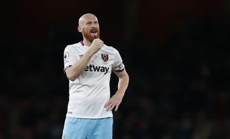 Britain Soccer Football - Arsenal v West Ham United - Premier League - Emirates Stadium - 5/4/17 West Ham United's James Collins looks dejected after the match Action Images via Reuters / Paul Childs Livepic