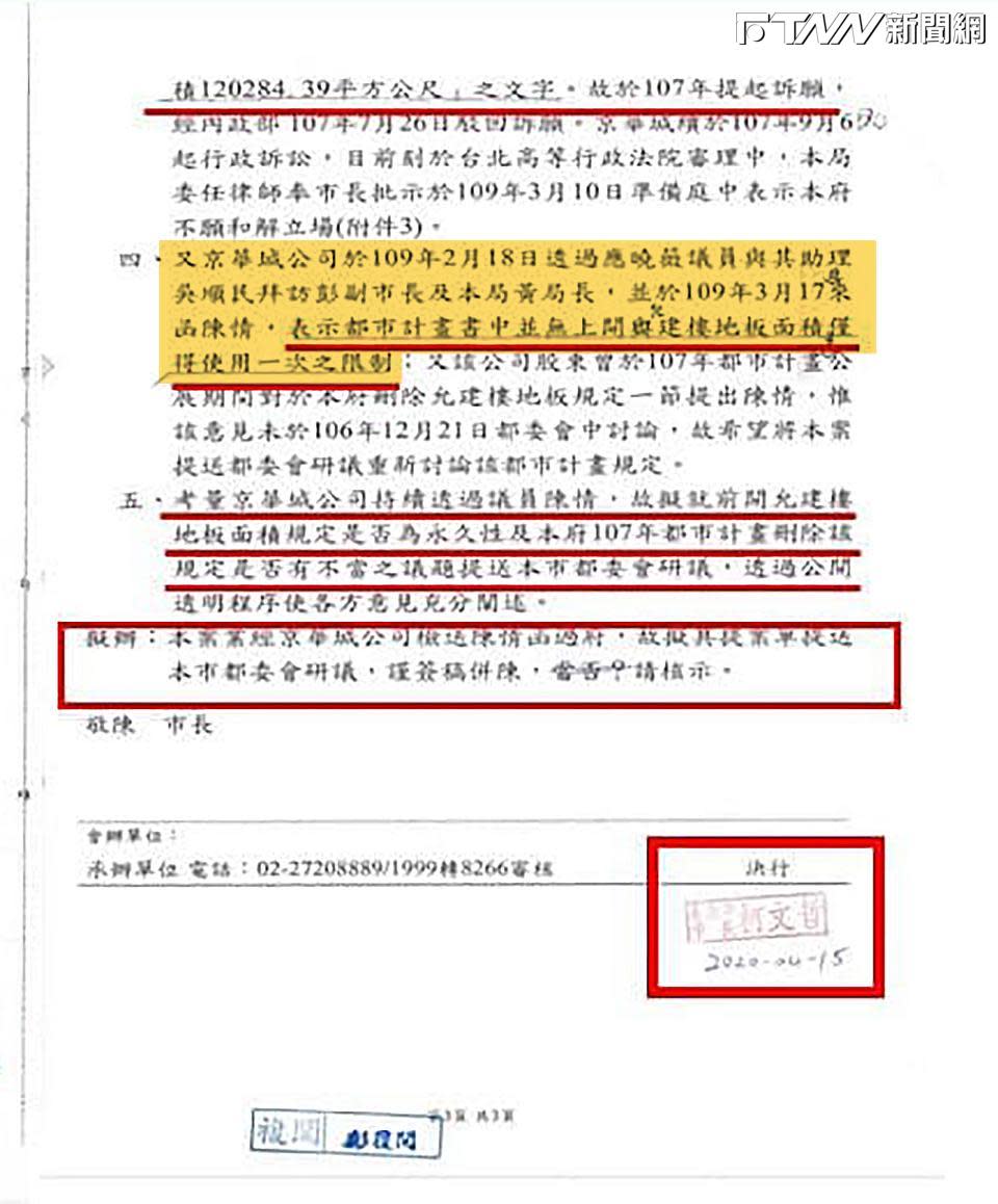 柯文哲內簽證實應曉薇帶京華城向市府陳情（圖／簡舒培臉書）