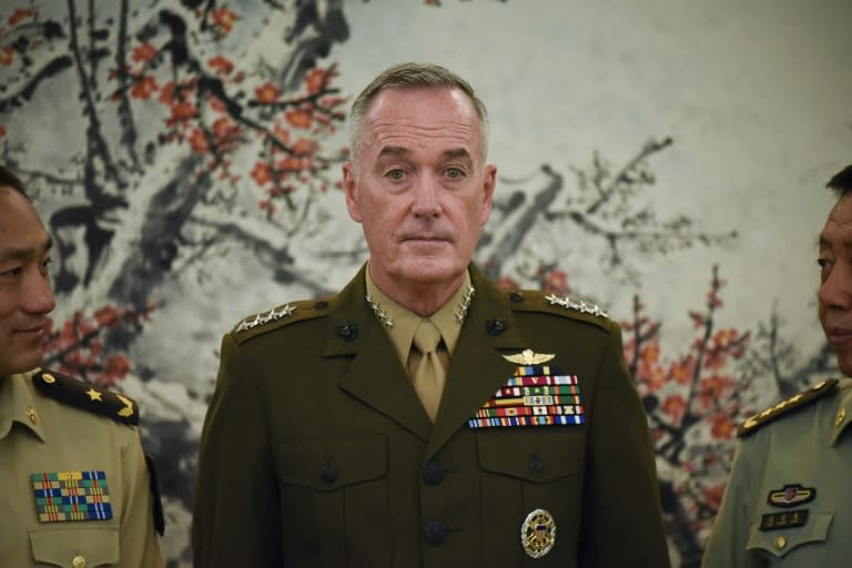 Chairman of the US Joint Chiefs of Staff, General Joseph Dunford (C), says peace with North Korea is a "possibility"