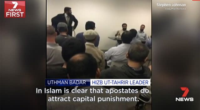 When it is alleged that Uthman Badar, Hizb ut-Tahrir leader, replied to the question: 