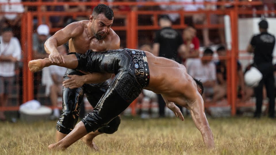 The annual Kirkpinar Oil Wrestling Festival has been running for more than 600 years. - Cem Tekkesinoglu/Anadolu/Getty Images