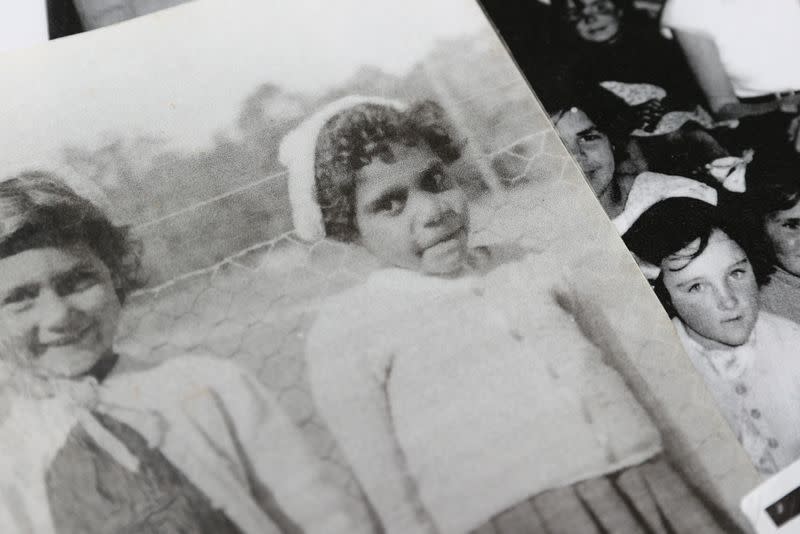 Indigenous Muruwari elder Rita Wright is pictured as a child in a photo at her home in Sydney