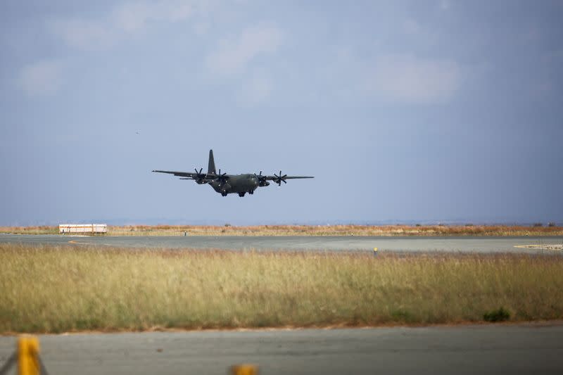 British nationals evacuated from Sudan arrive at the Larnaca International Airport, in Larnaca