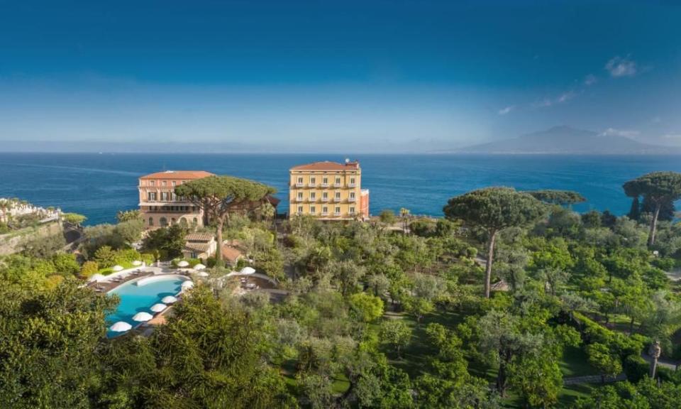 <p>Perched on a rock with magnificent views over Mount Vesuvius and the cerulean sweep of the Bay of Naples, the <a href="https://www.booking.com/hotel/it/grande-albergo-excelsior-vittoria.en-gb.html?aid=1922306&label=best-hotels-sorrento" rel="nofollow noopener" target="_blank" data-ylk="slk:Grand Hotel Excelsior Vittoria;elm:context_link;itc:0;sec:content-canvas" class="link ">Grand Hotel Excelsior Vittoria</a> is spread across three 19th-century villas each oozing with five-star glamour. Esteemed guests included Marilyn Monroe, Sophia Loren and Luciano Pavarotti, who no doubt adored the privacy afforded by the sprawling gardens. It's in the heart of town, so it's easy to explore the beautiful cobbled streets of Sorrento. </p><p>If you want to venture further, take private lift down to the harbour and hop on a boat to Capri. There are 84 rooms and suites, all plush and many with terraces and sea views. Of course, dining is a delicious treat in the Michelin-starred Terrazza Bousquet or the poolside L'Orangerie, an excellent spot for a sunset aperitivo.</p><p><a class="link " href="https://www.booking.com/hotel/it/grande-albergo-excelsior-vittoria.en-gb.html?aid=1922306&label=best-hotels-sorrento" rel="nofollow noopener" target="_blank" data-ylk="slk:BOOK NOW;elm:context_link;itc:0;sec:content-canvas">BOOK NOW</a></p>