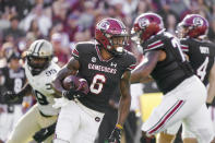 South Carolina wide receiver Josh Vann (6) runs with the ball during the first half of an NCAA college football game against Vanderbilt, Saturday, Oct. 16, 2021, in Columbia, S.C. (AP Photo/Sean Rayford)