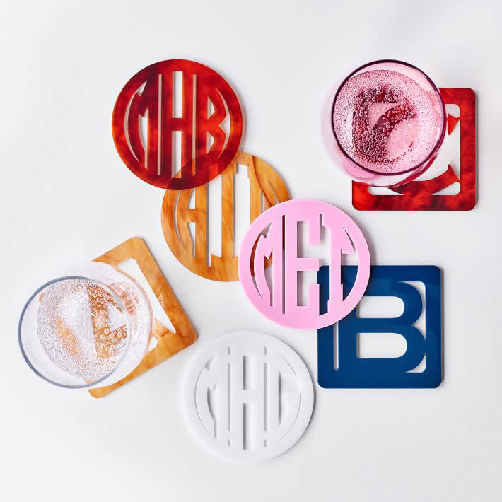 Monogrammed Acrylic Coaster Set