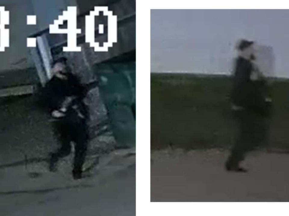Calgary police released these CCTV photos of a suspect who they believe fled from a stolen Chevrolet Silverado truck Tuesday night.  (Submitted by Calgary Police Service - image credit)