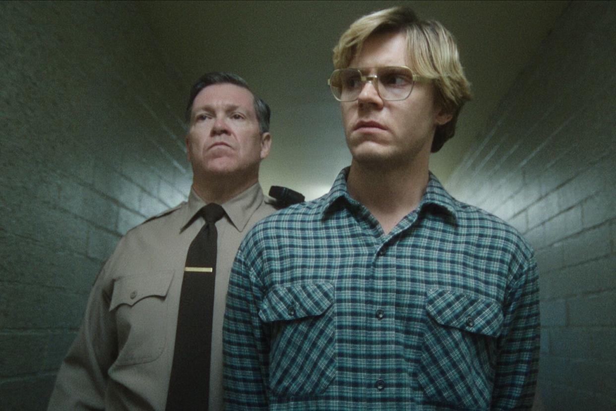 Dahmer. Monster: The Jeffrey Dahmer Story. Evan Peters as Jeffrey Dahmer in episode 105 of Dahmer. Monster: The Jeffrey Dahmer Story.