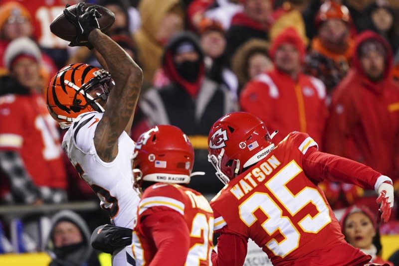 Wide receiver Tee Higgins and the Cincinnati Bengals will travel to face the Kansas City Chiefs in Week 2 in Kansas City, Mo. File Photo by Kyle Rivas/UPI