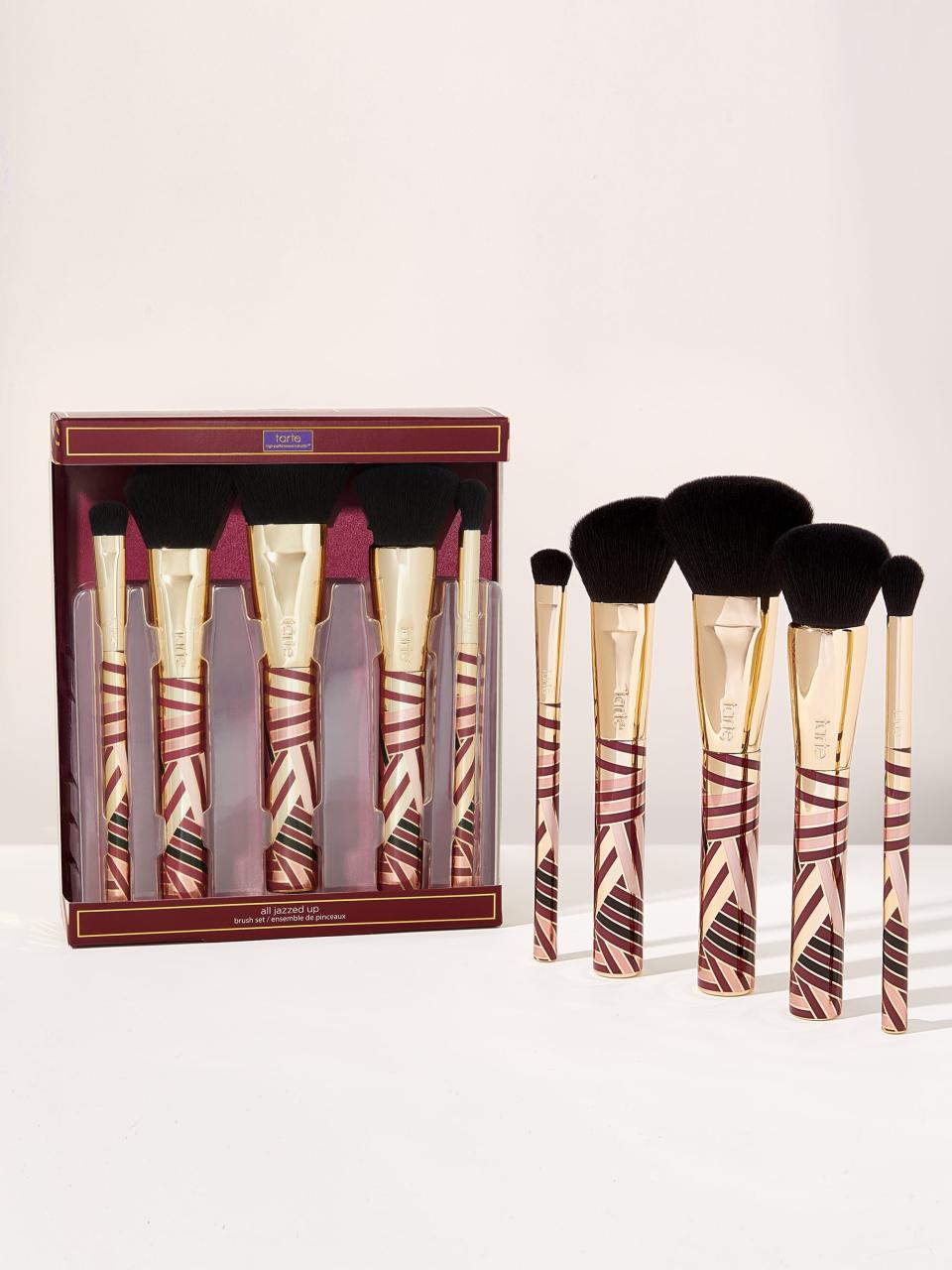 <p><strong>Tarte Cosmetics</strong></p><p>tartecosmetics.com</p><p><strong>$39.00</strong></p><p>Not only does this bundle of brushes work wonders at creating a gorgeous glam, but they have geometrically-designed handles that are eye-catching, too. Treat yourself to the pretty set or surprise a loved one during the holiday season. </p>