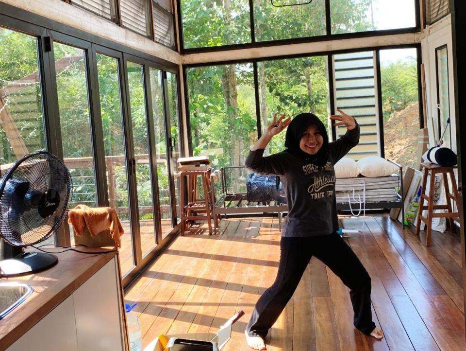 The interior of the tiny house.