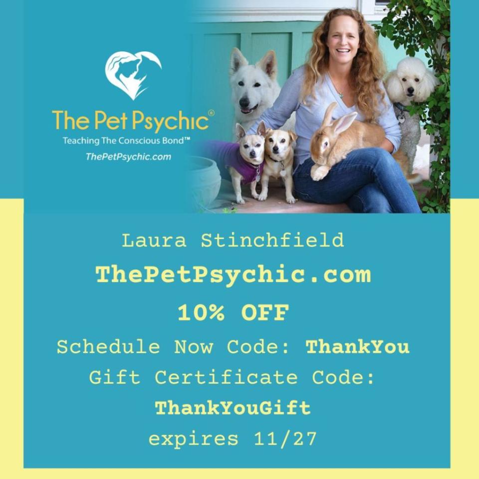 Laura Stinchfield studied animal training and communication before becoming a pet psychic. Facebook / Laura Stinchfield The Pet Psychic