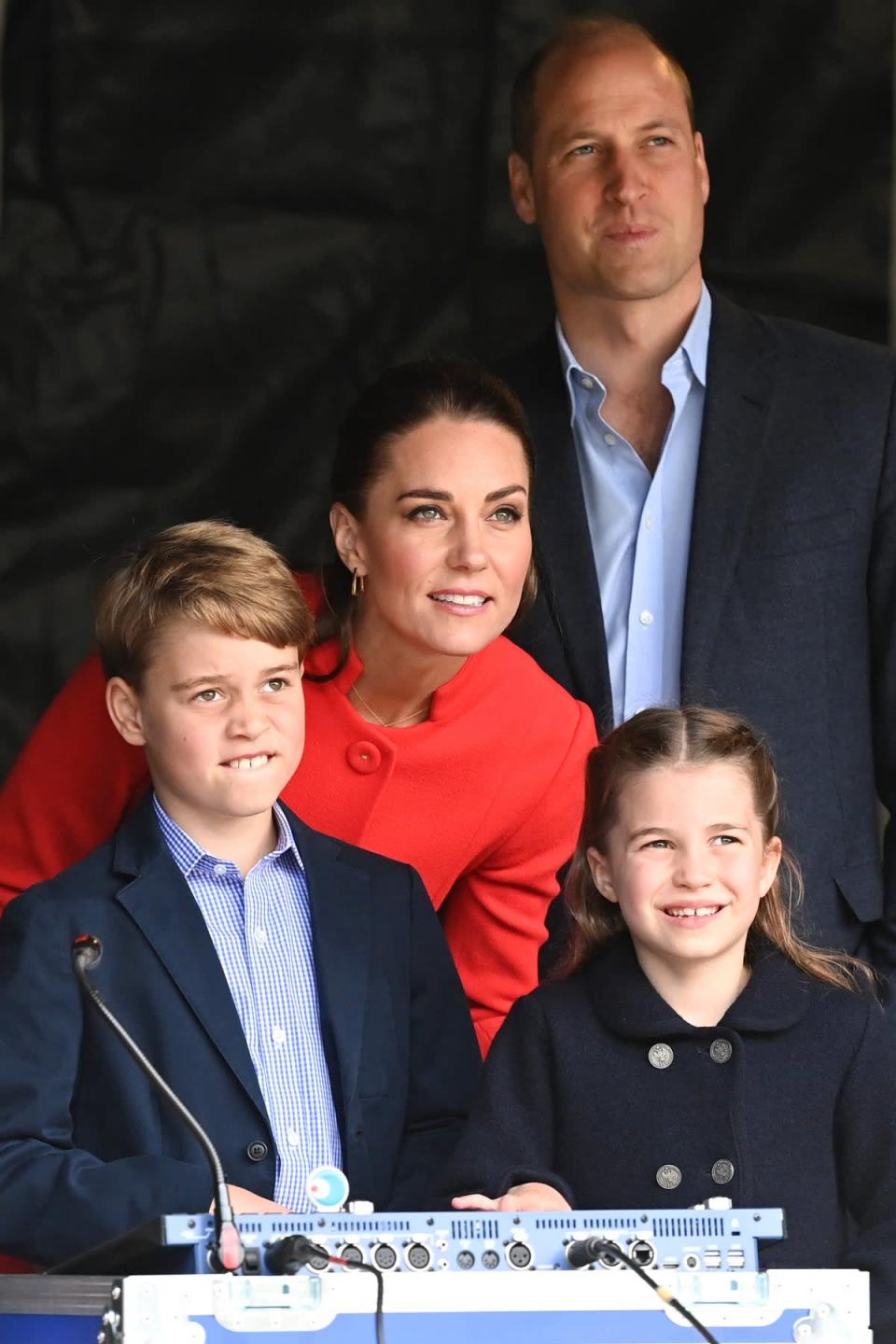 The Cambridges were there to meet performers and crew involved in the special Platinum Jubilee Celebration Concert taking place at the castle (Ashley Crowden/PA) (PA Wire)