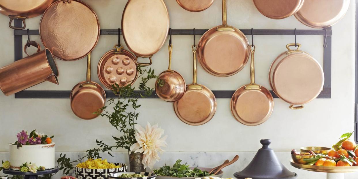 ellen pompeo martyn lawrence bullard entertaining kitchen copper pans veranda