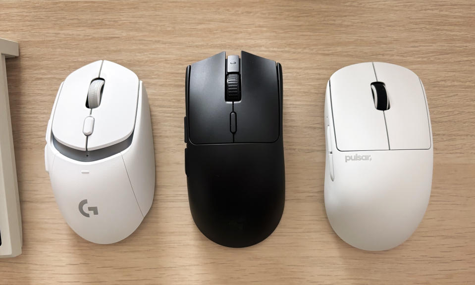 Some Gaming Mice We Tested For Our Latest Update. Left To Right: The Logitech G309 Lightspeed, The Razer Viper V3 Hyperspeed And The Pulsar X2 V2.