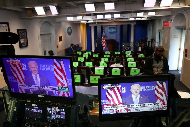 Democratic presidential candidate Joe Biden delivers remarks to the nation