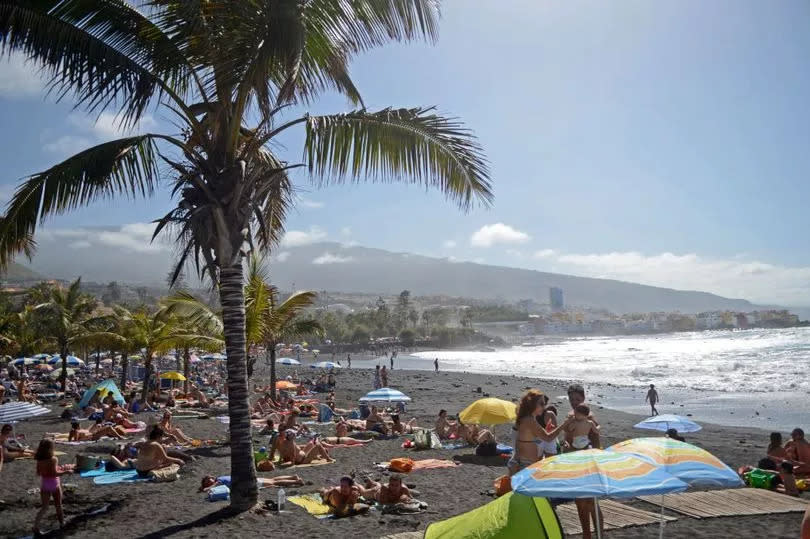 Crowded beach in Puerto de la Cruz, Tenerife