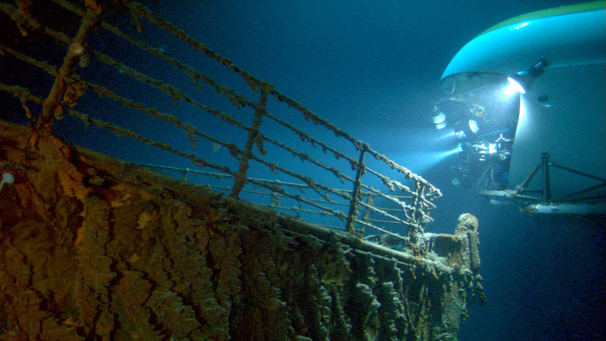 Image: A MIR submersible observes the boy of the Titanic wreckage in 2003. (Walt Disney Co. / via Everett Collection)