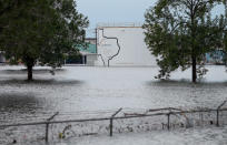 <p>The Arkema Inc. chemical plant is flooded from Tropical Storm Harvey, Wednesday, Aug. 30, 2017, in Crosby, Texas. The plant, about 25 miles (40.23 kilometers) northeast of Houston, lost power and its backup generators amid Harveyâs dayslong deluge, leaving it without refrigeration for chemicals that become volatile as the temperature rises. (Photo: Godofredo A. Vasquez/Houston Chronicle via AP) </p>