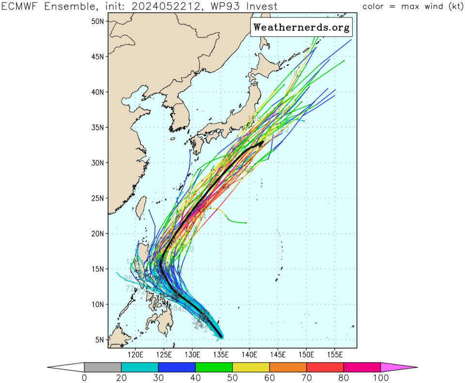 <strong>今年一號颱風艾維尼最快在這週末生成。（圖／翻攝weathernerds）</strong>