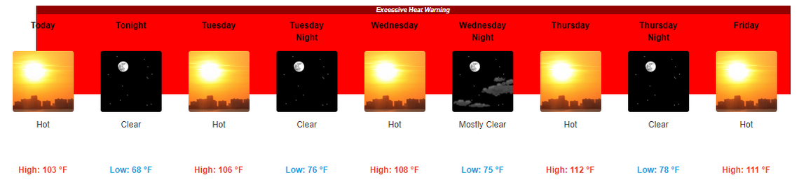 An excessive heat warning has been issued for the Tri-Cities through Friday.