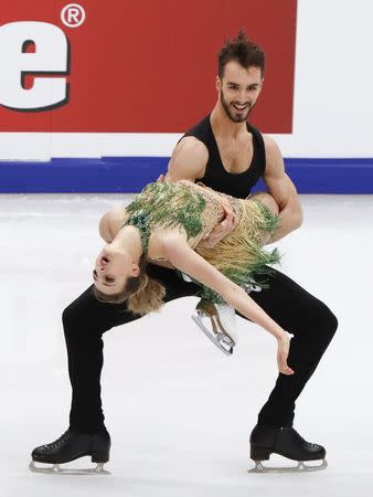 Figure Skating - ISU European Championships 2018 - Ice Dance Short Dance - Moscow, Russia - January 19, 2018 - Gabriella Papadakis and Guillaume Cizeron of France compete. REUTERS/Grigory Dukor