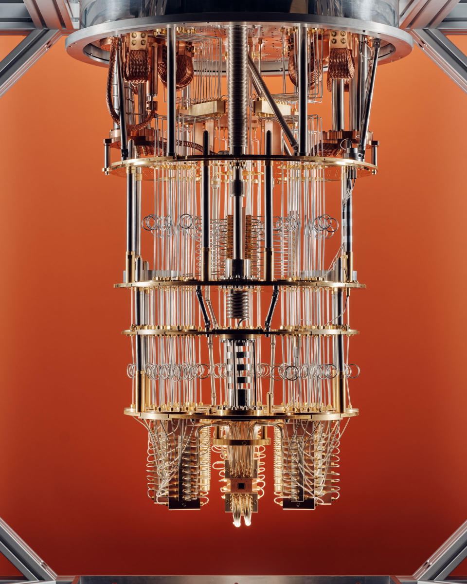 The full “chandelier” inside a quantum computer.<span class="copyright">Thomas Prior for TIME</span>