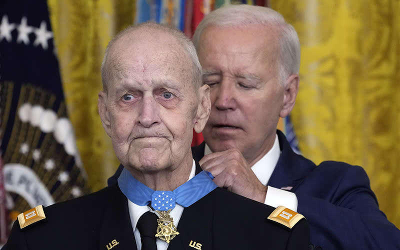 President Biden awards the Medal of Honor to Capt. Larry Taylor, an Army pilot from the Vietnam War