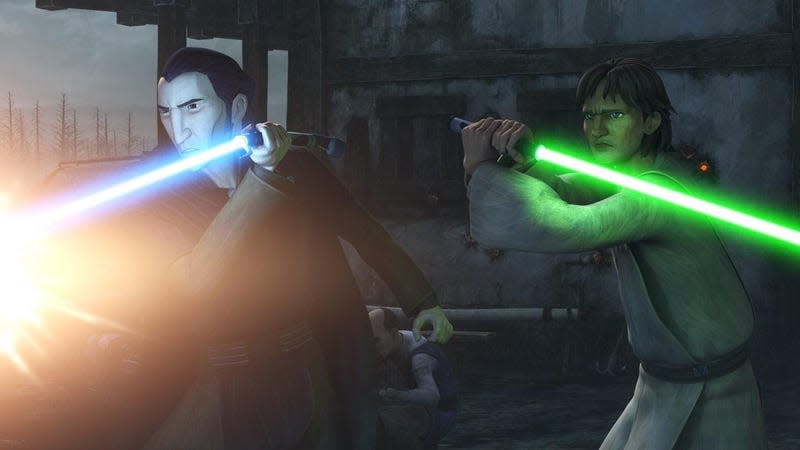 two jedi fighting