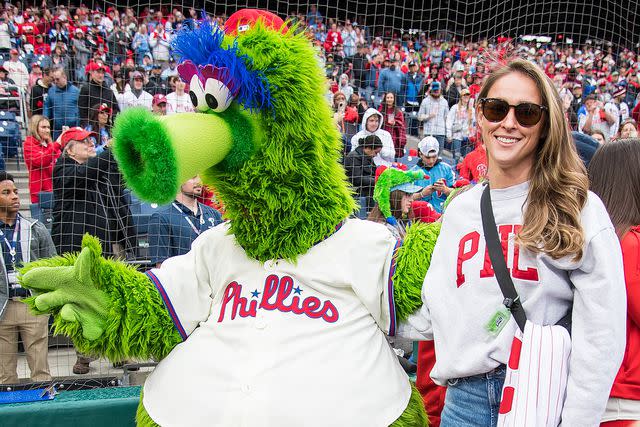 <p>Ouzounova / SplashNews.com</p> Kylie Kelce at the Atlanta Braves vs Philadelphia Phillies at Citizens Bank Park on March 30, 2024 in Philadelphia, Pennsylvania, USA