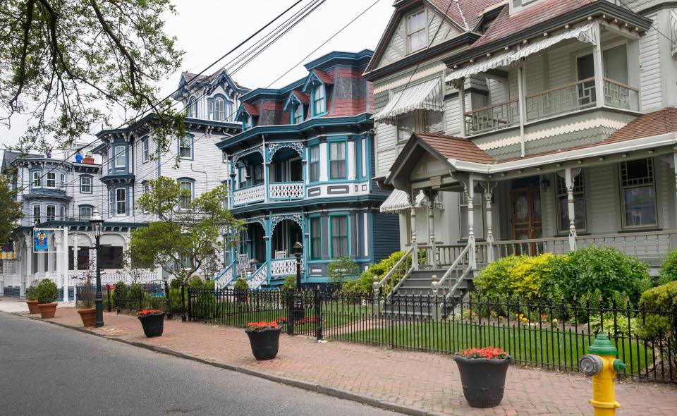 Victorian Homes Along Jackson Street In Cape May.