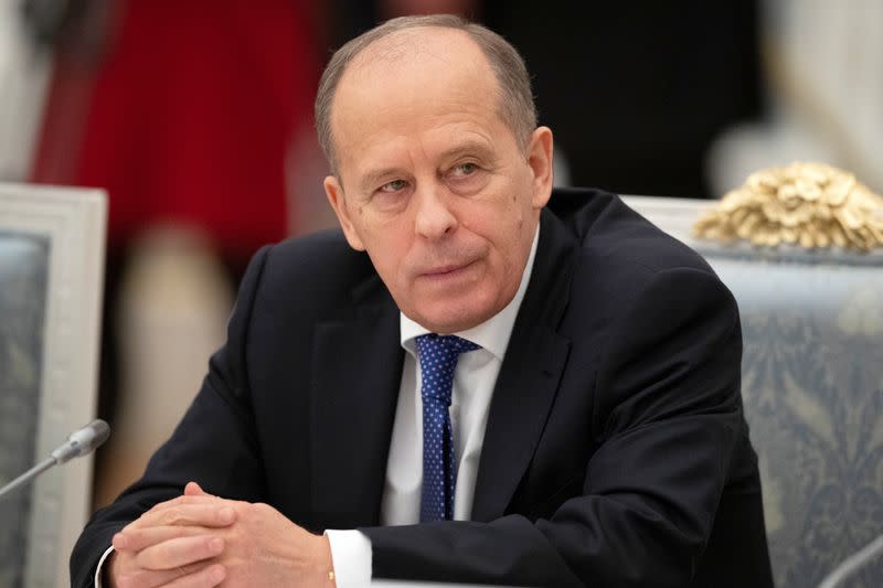 Russian Federal Security Service (FSB) Director Alexander Bortnikov waits for a meeting of the Pobeda (Victory) Organizing Committee at the Kremlin in Moscow