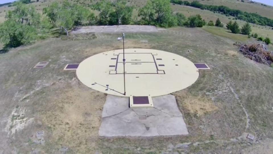 An aerial view of the Rolling Hills Missile Silo in Lincoln County from the surface.