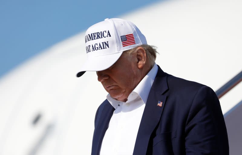 U.S. President Donald Trump arrives at Joint Base Andrews in Maryland