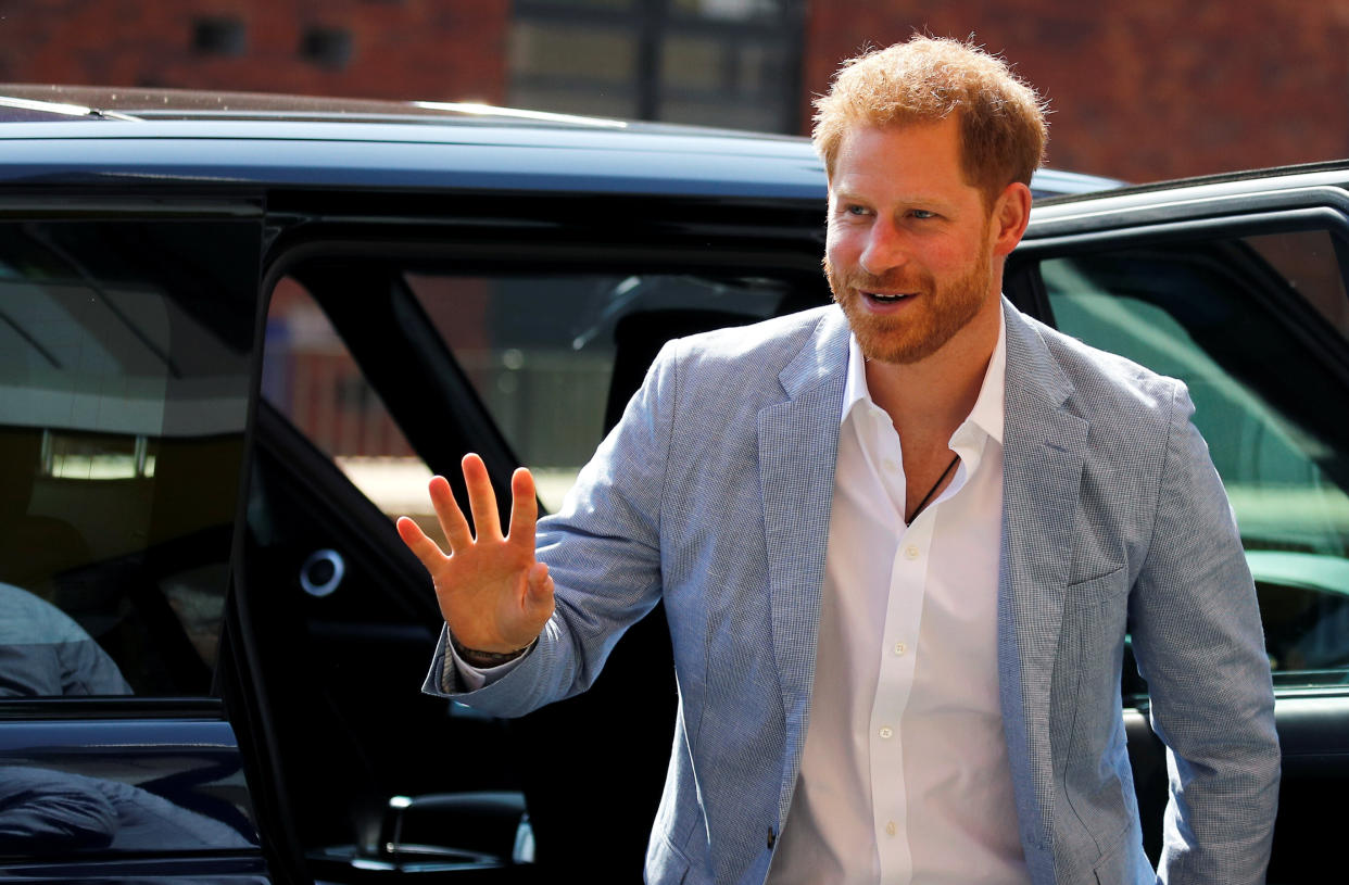 Britain's Prince Harry arrives at Sheffield Children's Hospital in Sheffield, United Kingdom, on July 25. (Photo: Phil Noble / Reuters)