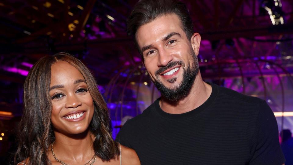 PHOTO: (L-R) Rachel Lindsay and Bryan Abasolo attend the MLBPA x Fanatics 'Players Party' at City Market Social House on July 18, 2022 in Los Angeles. (Emma Mcintyre/Getty Images for Fanatics, FILE)