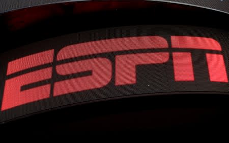 FILE PHOTO: The ESPN logo is seen on an electronic display in Times Square in New York City