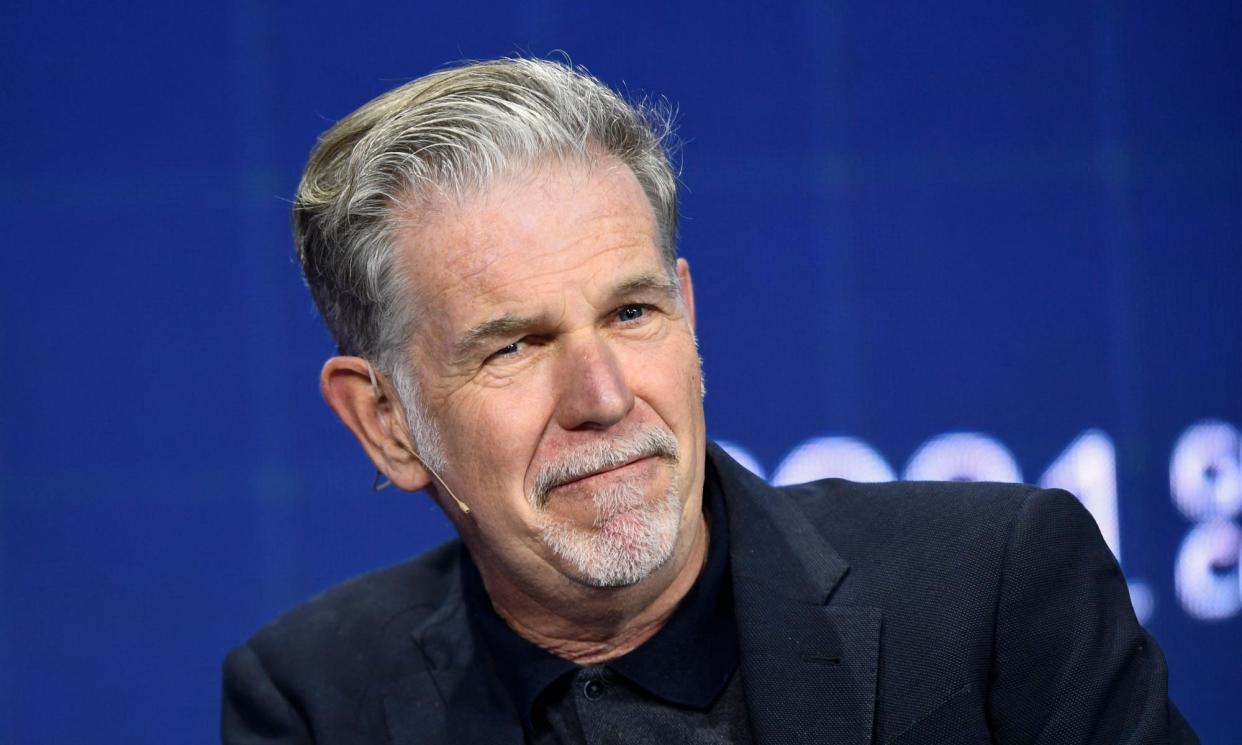 <span>Reed Hastings, who with his wife has donated more than $20m to the party in recent years, at a conference in Beverly Hills, California, in 2021.</span><span>Photograph: Patrick T Fallon/AFP/Getty Images</span>