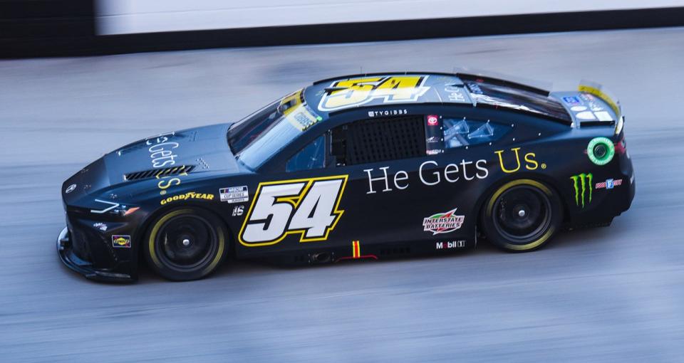 Ty Gibbs drives during NASCAR Cup Series practice at Bristol.