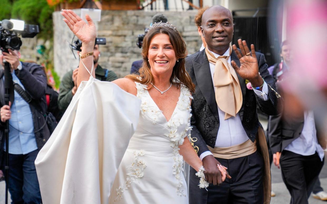 Princess Martha Louise of Norway and Durek Verrett arrive at their wedding party