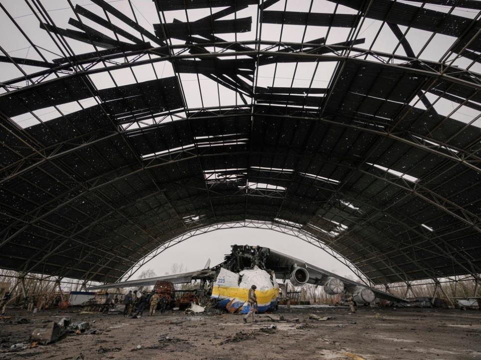 The damaged Antonov An-225 Mriya on April 2, 2022.