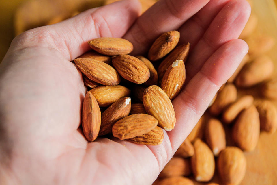 Almonds, close up, nuts