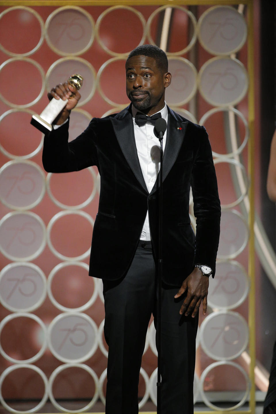 Sterling K. Brown accepts the award for Best Performance by an Actor in a Television Series — Drama for <em>This Is Us</em>. (Photo: Paul Drinkwater/NBCUniversal via Getty Images)
