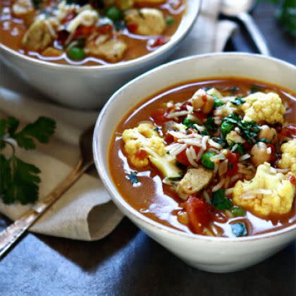 Curried Chicken, Chickpea, and Rice Soup