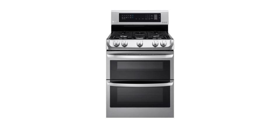 LG - 6.9 Cu. Ft. Freestanding Double Oven Gas True Convection Range with EasyClean and UntraHeat Power Burner